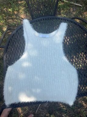 Laine Honolulu crop fuzzy  knit top